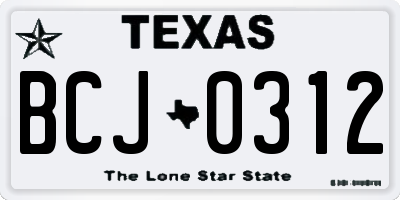 TX license plate BCJ0312