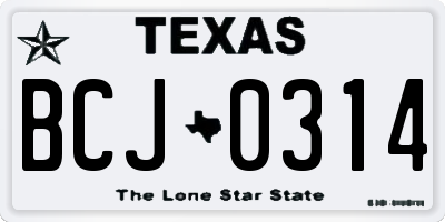 TX license plate BCJ0314