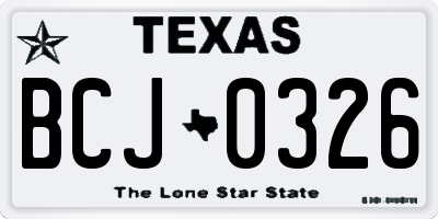 TX license plate BCJ0326