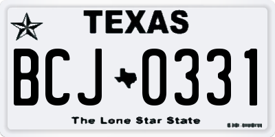 TX license plate BCJ0331