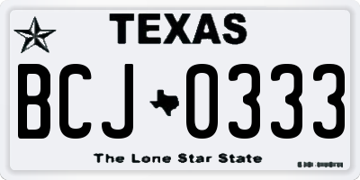 TX license plate BCJ0333