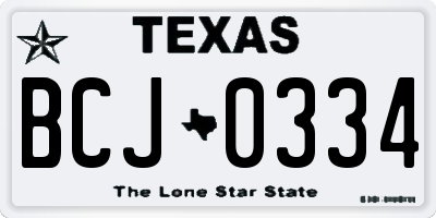 TX license plate BCJ0334