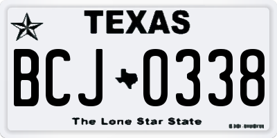 TX license plate BCJ0338