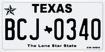 TX license plate BCJ0340