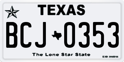 TX license plate BCJ0353