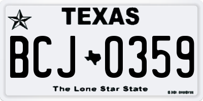 TX license plate BCJ0359
