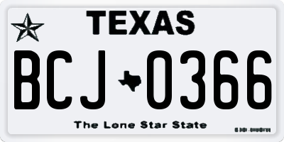 TX license plate BCJ0366