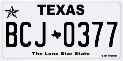 TX license plate BCJ0377