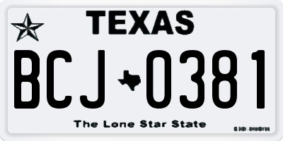 TX license plate BCJ0381