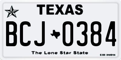 TX license plate BCJ0384