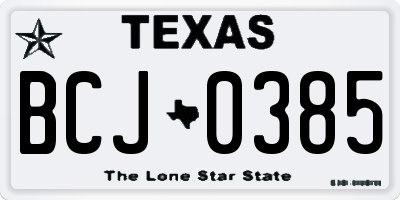 TX license plate BCJ0385