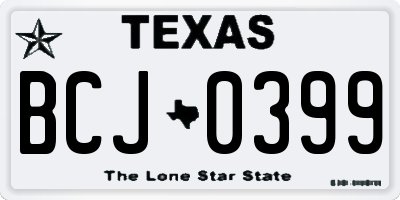 TX license plate BCJ0399