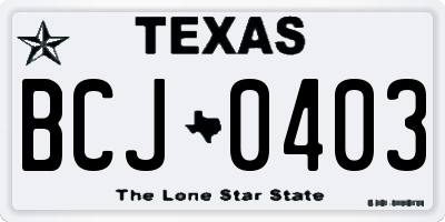 TX license plate BCJ0403
