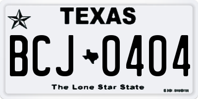 TX license plate BCJ0404