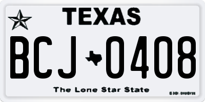 TX license plate BCJ0408