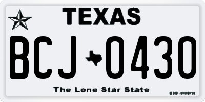 TX license plate BCJ0430