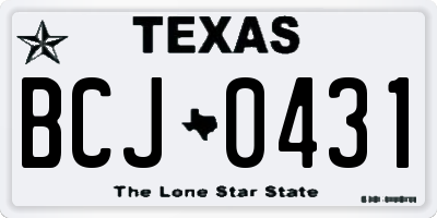 TX license plate BCJ0431