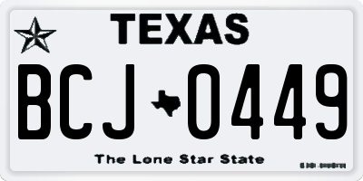 TX license plate BCJ0449