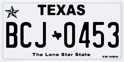 TX license plate BCJ0453