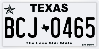 TX license plate BCJ0465