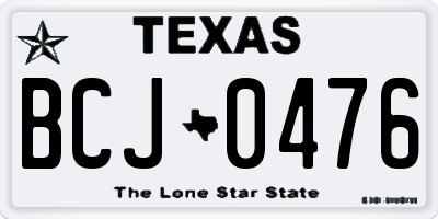 TX license plate BCJ0476