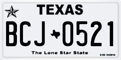 TX license plate BCJ0521
