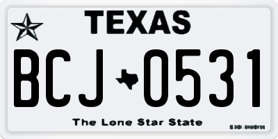 TX license plate BCJ0531