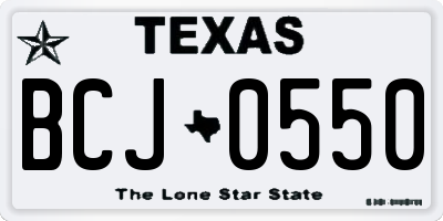 TX license plate BCJ0550