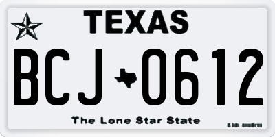 TX license plate BCJ0612