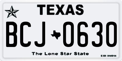 TX license plate BCJ0630