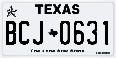 TX license plate BCJ0631