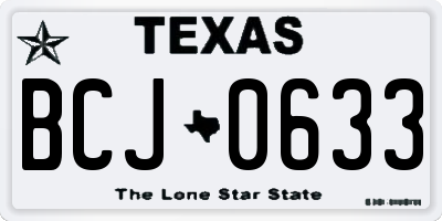 TX license plate BCJ0633