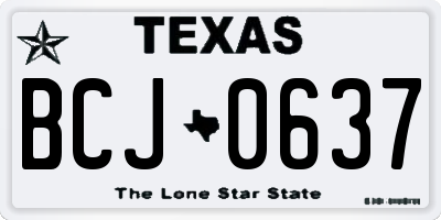 TX license plate BCJ0637