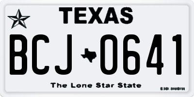 TX license plate BCJ0641