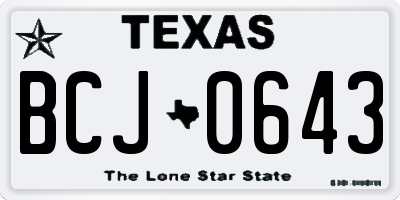 TX license plate BCJ0643