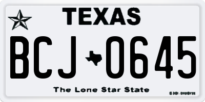 TX license plate BCJ0645