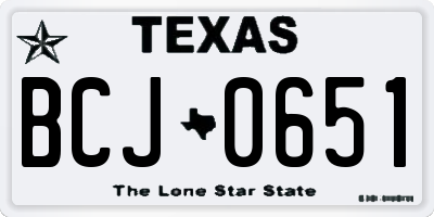 TX license plate BCJ0651