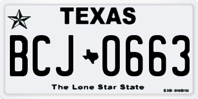 TX license plate BCJ0663
