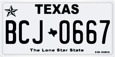 TX license plate BCJ0667