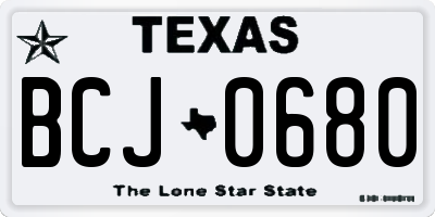 TX license plate BCJ0680