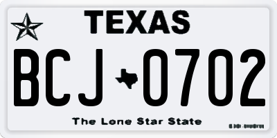 TX license plate BCJ0702