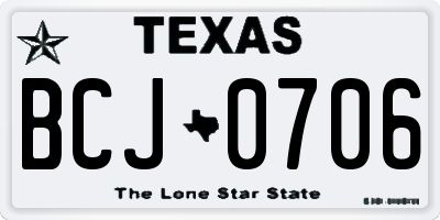 TX license plate BCJ0706