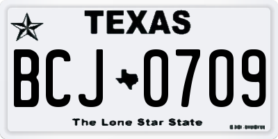 TX license plate BCJ0709