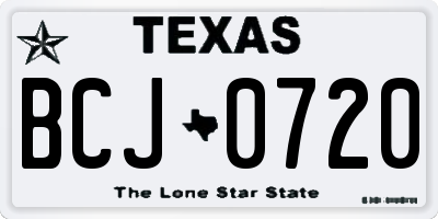 TX license plate BCJ0720