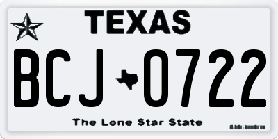 TX license plate BCJ0722