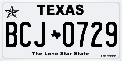 TX license plate BCJ0729