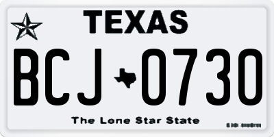 TX license plate BCJ0730
