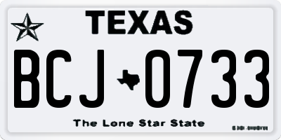 TX license plate BCJ0733