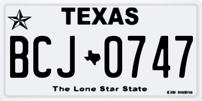 TX license plate BCJ0747