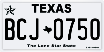 TX license plate BCJ0750